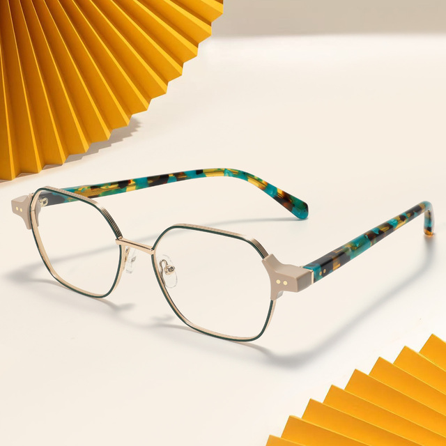 Newest Designer Frames for Eyeglasses Retro Rivet Tortoise Acetate Mixed Metal Optical Glasses Premium Spectacle Frames Unisex