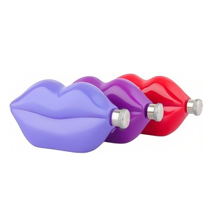 במלאי 304 נירוסטה אמריקאי סִגְנוֹן Lip Wine Pot חוצה גבולות נייד 5 oz סט יין מתנה יצירתית סיטונאי קטן - Product Image 2