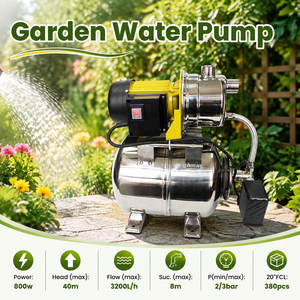 Station de pompage d'eau domestique auto-amorçante 800W, débit 3200L/h, hauteur de refoulement 40m, réservoir sous pression pour l'arrosage <span class=keywords><strong>des</strong></span> <span class=keywords><strong>vergers</strong></span> - Product Image 1