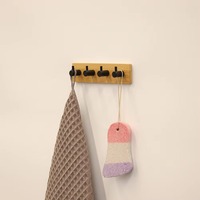 Crochets adhésifs sans perçage en bambou et fer, personnalisables, sans trace