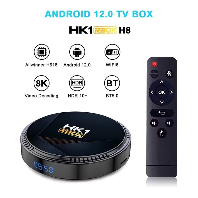 HK1 RBOX-H8 Android 12.0 8K HD HDR10+ WIFI6 BT5.0 Four Core Processor Video Decoding Set Top Box TV Box H618