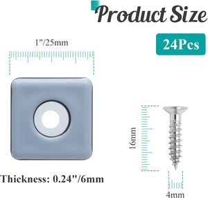 Deslizadores de Muebles Antideslizantes de PTFE Premium, Rectangulares de 25 mm, Negros, Fáciles de Mover, Protectores de Piso para Posavasos - Product Image 2