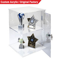 Vitrine de présentation sur pied en acrylique transparente personnalisée pour trophées et bijoux, avec armoire de présentation verrouillable