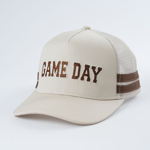 Casquette de baseball en coton à 5 panneaux, haute qualité, personnalisée, avec broderie, double bande, style trucker, pour le jour du match, vente en gros - Product Image 3