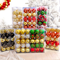 30 pièces de boules de Noël suspendues colorées, incassables et imperméables de 6 cm (assortiment rouge, or, noir)