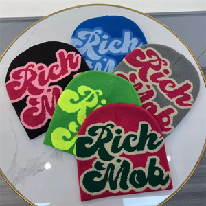 IDOIT en stock, gorros de punto de invierno Unisex, gorros multicolores "Rich <span class=keywords><strong>Mob</strong></span>", gorro de lana Y2K y sombrero de cubo - Product Image 4