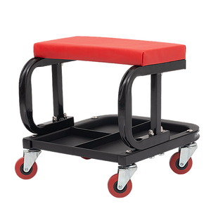 Sgabello da Meccanico con Ruote per Riparazione Sottoscocca Auto, Seduta Imbottita in PU, Vassoio Portautensili Diviso, Sgabello da Garage - Product Image 1