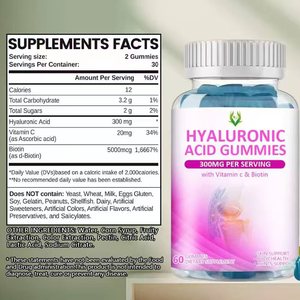 Factory Supply Vitamin C Biotin Gummy 3-In-1 Hyaluronic Acid Gummies 300mg Boost Skin Joints Body Health Non GMO - Product Image 2