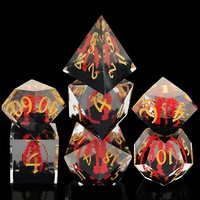 Ensemble de dés DND personnalisés pour adultes, D20, fleur de lotus rouge, résine polyédrique, 7 pièces, RPG, Donjons et Dragons, tendance populaire, rembourrage en mousse