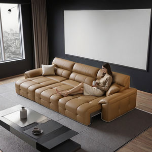 Canapé-lit électrique fonctionnel sectionnel motorisé en cuir véritable extensible intelligent pour hôtel, sans espace mural, pour salon - Product Image 3
