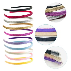 30 pz fascia per capelli glitterata fatta a mano in metallo 11 colori all'ingrosso 0.8cm di plastica accessori per capelli fai da te - Product Image 2