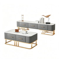 Table basse rectangulaire en pierre frittée de style italien avec cadre en bois, mobilier de salon moderne de luxe léger, table d'appoint pour le thé