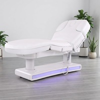 Table de massage électrique à 4 moteurs avec chauffage, éclairage LED 5 couleurs réglable et éponge haute densité pour salon