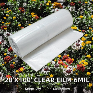 20' <b>X</b> 100' Food Grade Soft Moisture-Proof Clear Construction PE Greenhouse Film 6 Mil 150-250mic - Product Image 2