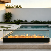 Cheminée extérieure au bioéthanol, imperméable, pour la décoration au bord de la piscine, foyer 1200/1800-2000 mm, flamme réelle pour villa, hôtel