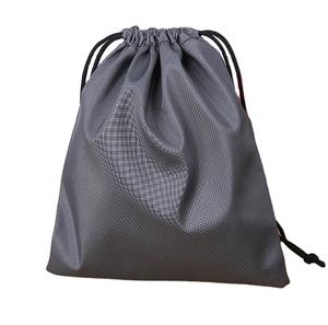 20*25Cm Black Waterproof Polyester 210D <b>Drawstring</b> Bag <b>Pouch</b> Gift Bag Promotional Use - Product Image 1