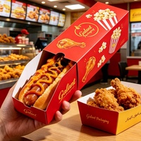 Boîte d'emballage en papier pour corn-dogs personnalisée, biodégradable, coulissante, pour sandwichs, petit-déjeuner, déjeuner, boutique