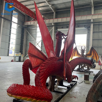 Statue de dragon occidental à trois têtes animatronique grandeur nature AD-06, dragon animatronique à vendre