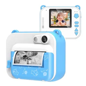 3-12岁男孩和女孩的2023礼物双镜头儿童自拍摄像机1080p高清卡通即时打印儿童相机