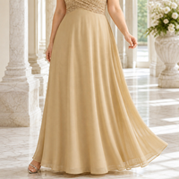 Fournisseur en gros de robes de soirée personnalisées en sequins champagne, style empire, coupe trapèze