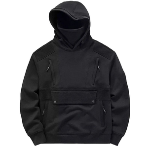 Custom Cargo Tactical Streetwear Sweatshirt 100%Cotton Multi Pockets <strong>Techwear</strong> Pullover <strong>Hoodie</strong> Patchwork Hoodies for Men - Product Image 1
