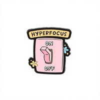 Pin de esmalte Hyperfocus con interruptor de luz de encendido/apagado, broche lindo Kawaii, insignia de regalo para TDAH y neurodivergentes, venta al por mayor