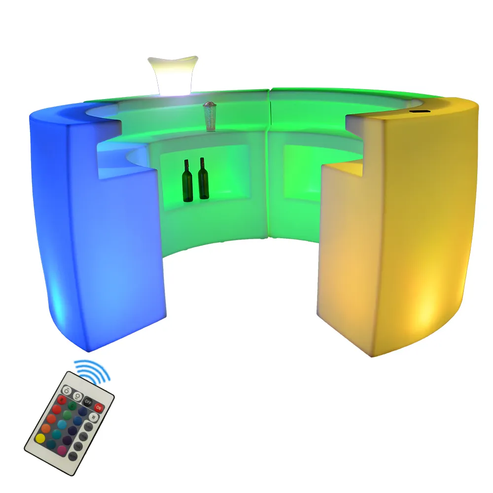 Mobili da bar a led per esterni illuminano il bancone per bevande da bar per feste tavolo da cocktail a led Comptoir de bar commerciale etanche et ricaricabile