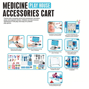 YS TOYS 80 pièces Chariot médical 2-en-1 avec caisse enregistreuse, effets lumineux et sonores, ensemble de jeu de <span class=keywords><strong>docteur</strong></span>, échographe lumineux à piles en PP - Product Image 4