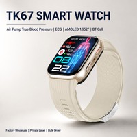 Montre connectée 2026 TK67 étanche avec suivi sportif, pompe à air latérale, sac d'air, ECG, température corporelle et HRV