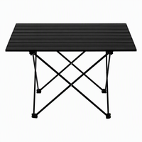 Table de camping pliante noire de haute qualité, portable, en alliage d'aluminium, avec plateau à lattes, style chinois, pour pique-nique et barbecue en extérieur