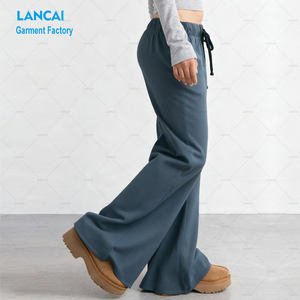Nouveauté, vêtements de détente personnalisables pour femmes, pantalons de survêtement évasés baggy à jambe large en molleton éponge de coton - Product Image 2