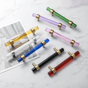 Échantillons gratuits d'usine poignées de meubles en laiton cristal rose boutons de commode en verre de tiroir en cuivre pour armoires de cuisine - Product Image 6