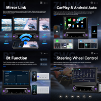 Podofo Android Autoradio 7 "4 + 64G Audio de voiture Manuel Écran rétractable Sans fil Carplay & Android Auto WiFi GPS 4G Internet