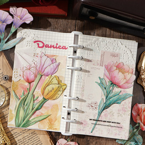 Lot de 8 feuilles de papier artisanal série de parfums floraux feuille d'or papier artisanal bouquet de signets cartes vierges fournitures de planificateur - Product Image 4