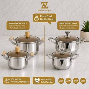 Batterie de cuisine professionnelle en acier inoxydable de qualité alimentaire Zhenneng, ensemble de 4 casseroles durables (20cm, 22cm, 24cm, 26cm) pour les réunions de famille - Product Image 3
