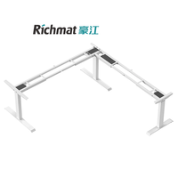 Bureau d'angle en L pour ordinateur, poste de travail, cadre de bureau réglable en hauteur en forme de L