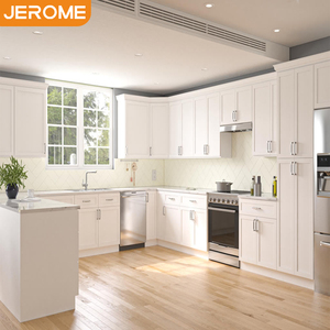 Juego Completo <span class=keywords><strong>de</strong></span> Muebles <span class=keywords><strong>de</strong></span> Cocina Modernos Clásicos Jerome Bespoke en Forma <span class=keywords><strong>de</strong></span> L, Color Blanco Shaker, <span class=keywords><strong>de</strong></span> Madera Contrachapada, con Canasta Extraíble Magic Corner - Product Image 1