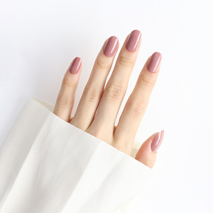 AIERFEI 24 piezas Color Rosa Color desnudo corto ovalado corto redondo suave Gel prensa en las <span class=keywords><strong>uñas</strong></span> postizas proveedor <span class=keywords><strong>uñas</strong></span> al por mayor - Product Image 1