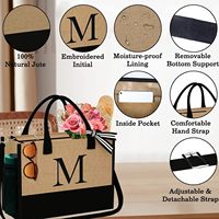 Sac à main en lin pour femmes imprimé de logo personnalisé à la mode Poignée de voyage réutilisable Cadeau Produit commercial Sac fourre-tout en jute pour femmes