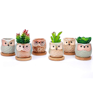 Mini tamaño lindo búho <span class=keywords><strong>Bonsai</strong></span> ollas a casa y Decoración Oficina escritorio cerámica pote de flor - Product Image 3