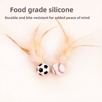 Mini balles de jeu pour chat à motif sportif, jouets en mousse légère et douce avec plumes, pour l'exercice intérieur, jouets interactifs pour chat pour mordre, sauter et s'amuser