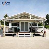 ZYBOX Maison Conteneur Pliable Extensible 20FT à Châssis Acier, Montage Rapide, Utilisation Polyvalente, avec Cuisine, Salle de Bain et 2 Chambres