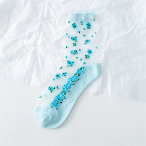 Medias de Verano Finas para Mujer, con Diseño Jacquard de <span class=keywords><strong>Flores</strong></span>, Fibra de Vidrio, Base de Algodón Transpirable, Malla Transparente, Marca Privada - Product Image 5