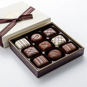 Exquisite benutzer definierte Gourmet-Pralinen boxen weiß mit Deckel und Band Schokoladen box