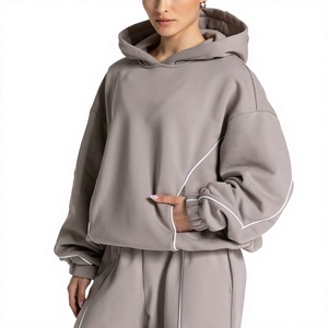 Ensemble de survêtement personnalisé pour femmes, coupe large, 280 g/m², pour marques de boutiques américaines, faible MOQ - Product Image 2