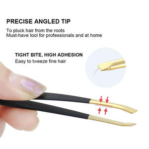 Juego de pinzas para cejas inclinadas al por mayor de Kaigu, herramienta de belleza, depilación de acero inoxidable, extensiones de depilación <span class=keywords><strong>fina</strong></span>, pinzas para pestañas - Product Image 3