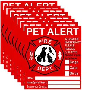 Pet Alert Safety Fire Rescue Stickers In Case of Fire Notify Rescue Personnel to Save Pets Pet Inside Alert Sticker