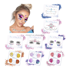 Autocollants adhésifs en gros pour femmes, bijoux de visage, maquillage, diamants, strass pour les yeux et le visage, tatouages temporaires pour festivals et raves - Product Image 5
