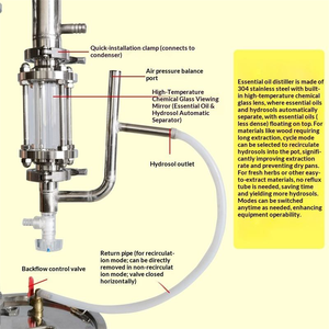 Mini distillateur d'huiles essentielles pour la maison, machine de distillation à la vapeur en acier inoxydable pour la fabrication d'hydrolat de rose, de lavande et de menthe - Product Image 3