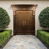Portail de villa GUCI personnalisé en acier inoxydable, style moderne du milieu du siècle, couleur cuivre, laiton, bronze, sécurité antivol pour entrée principale